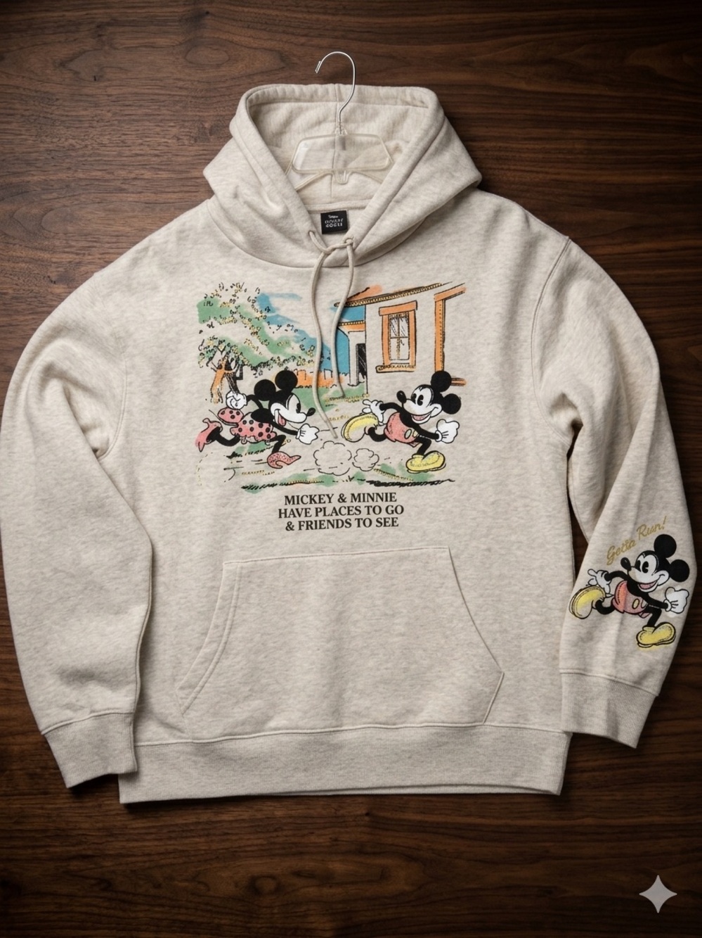 Disney Mickey & Minnie "Places To Go" Graphic Hoodie - Size M